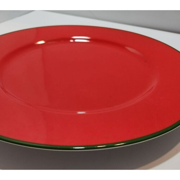 Vtg Tait Duetto Round 12.25" Platter Red with Green Trim Made in Japan - Picture 7 of 7